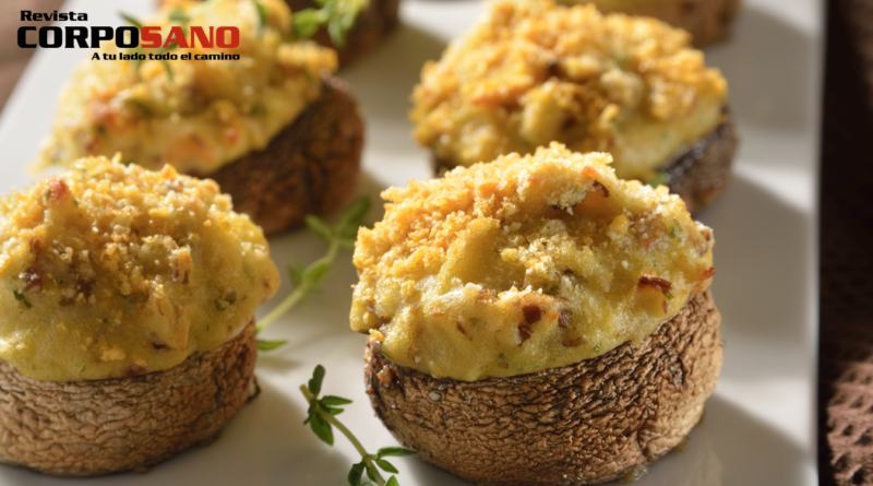 Champiñones rellenos con puré de papa